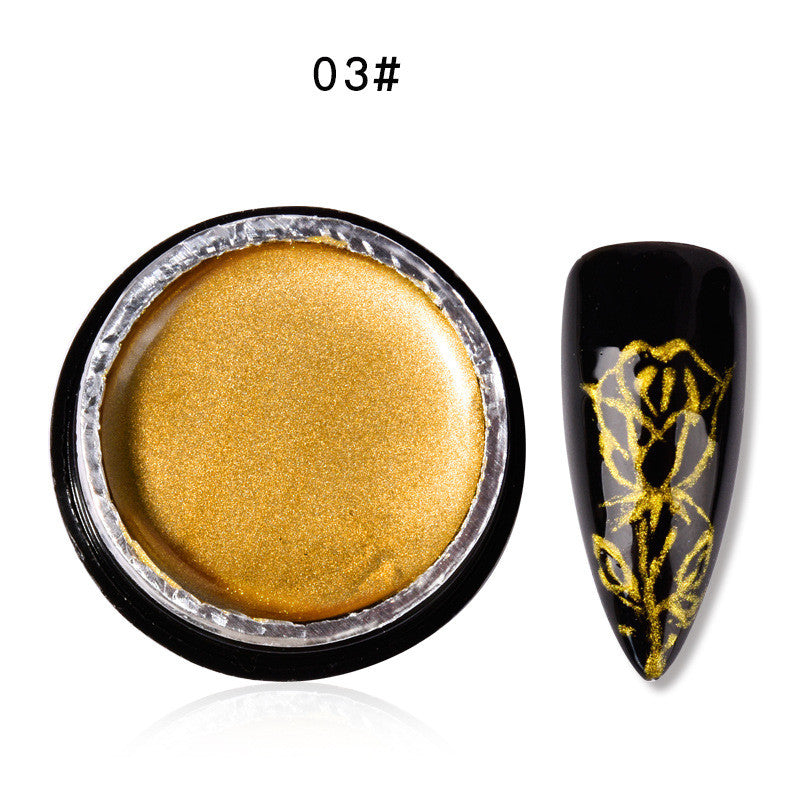 Shiny Adhesive UV Gel Polish Mirror Finish Gold Silver Edge Design