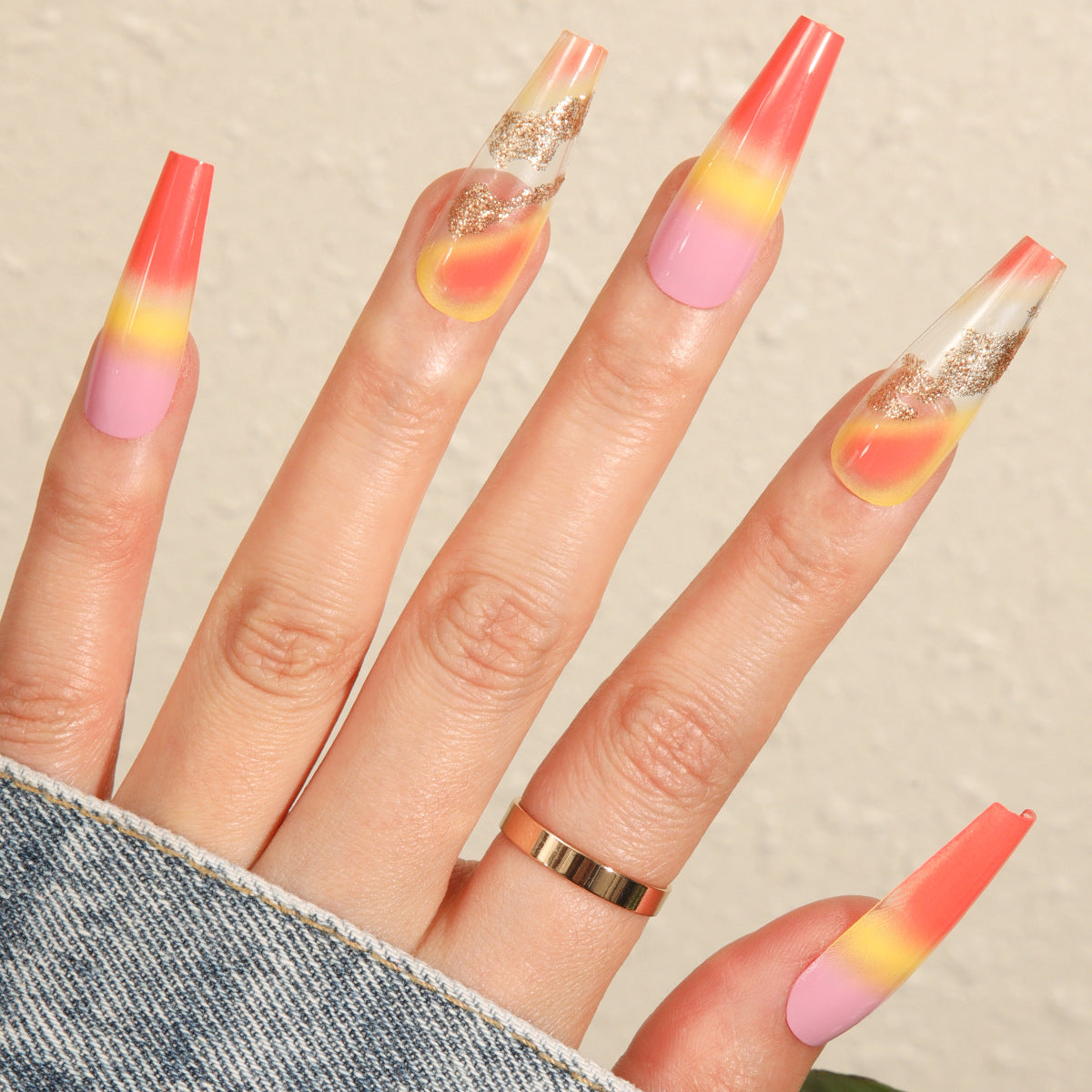 Colorful Ombre False Nails Sticker Decals