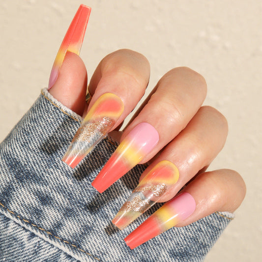 Colorful Ombre False Nails Sticker Decals
